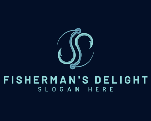 Fisherman Hook Marine logo design