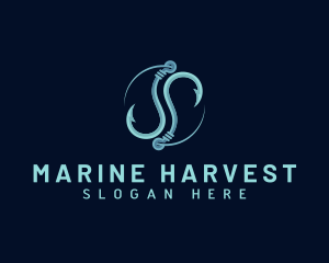 Fisherman Hook Marine logo design