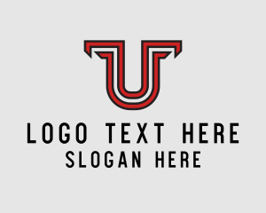 Red Modern Letter U  logo