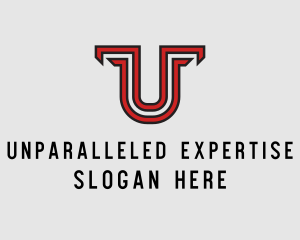 Red Modern Letter U  logo design