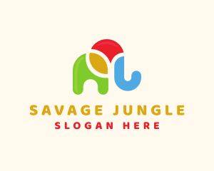 Jungle Elephant Kindergarten logo design