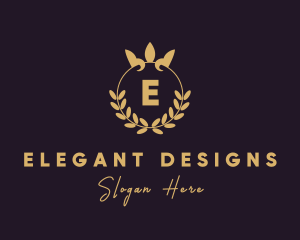 Gold Crown Wreath logo design