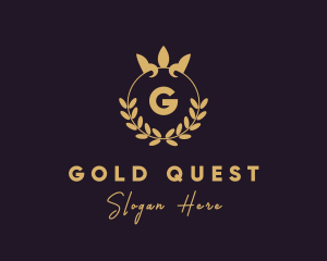 Gold Crown Wreath logo design