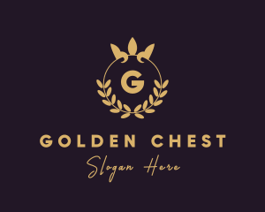 Gold Crown Wreath logo design