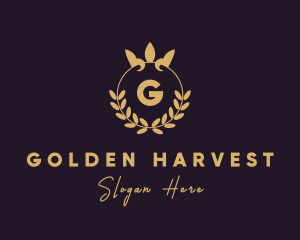 Gold Crown Wreath logo design