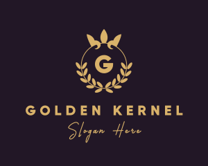 Gold Crown Wreath logo design