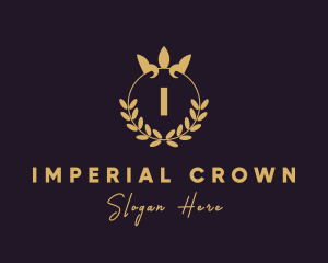 Gold Crown Wreath logo design