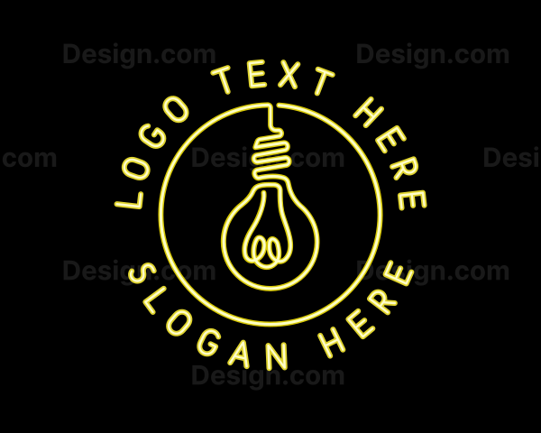 Neon Light Bulb Signage Logo