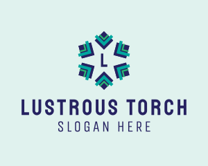 Geometric Star Snowflake logo design