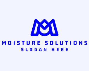 Blue Droplet Letter M logo design