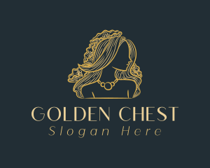 Floral Golden Lady logo design