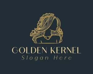 Floral Golden Lady logo design