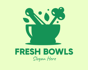 Green Mortar & Pestle logo design