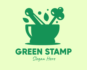 Green Mortar & Pestle logo design