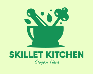 Green Mortar & Pestle logo design