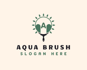 Eco Leaf Paint Brush logo design