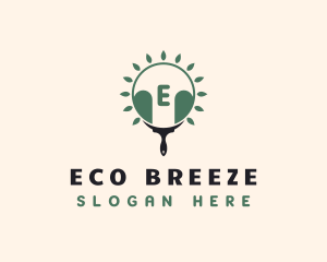 Eco Leaf Paint Brush logo design