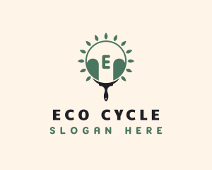 Eco Leaf Paint Brush logo design