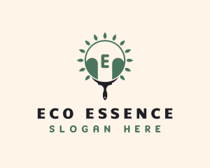 Eco Leaf Paint Brush logo design