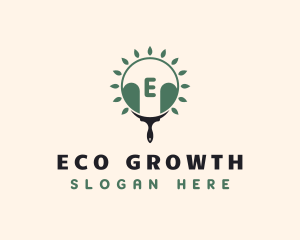 Eco Leaf Paint Brush logo design