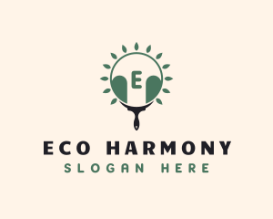 Eco Leaf Paint Brush logo design