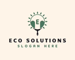 Eco Leaf Paint Brush logo design