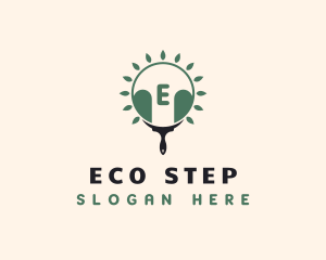 Eco Leaf Paint Brush logo design