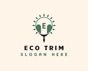Eco Leaf Paint Brush logo design