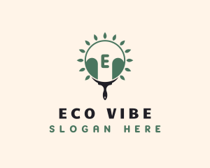 Eco Leaf Paint Brush logo design