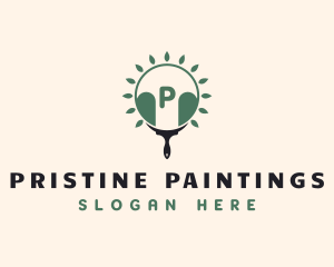 Eco Leaf Paint Brush logo design