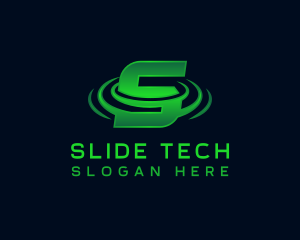 Cyber Tech Ripple Letter S logo design