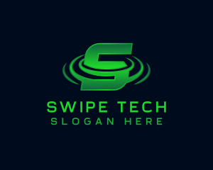 Cyber Tech Ripple Letter S logo design