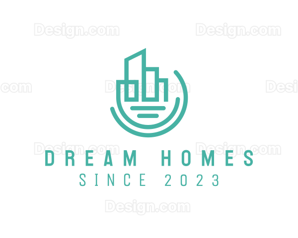 Modern Geometric City Buildings Logo