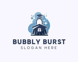 Bubble Cleaning House  logo design