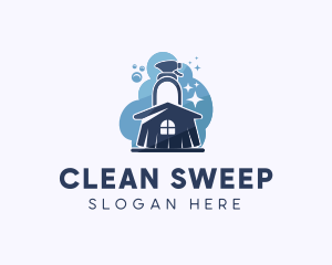 Bubble Cleaning House  logo design