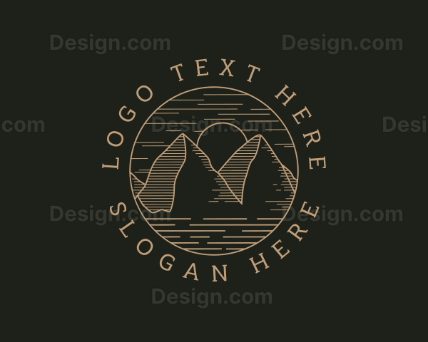 Hipster Mountain Hiking Logo