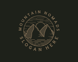 Hipster Mountain Hiking logo design