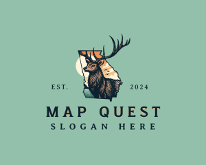 Georgia Map White Tailed Deer logo design