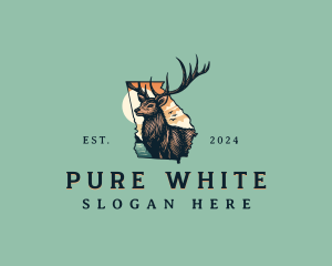 Georgia Map White Tailed Deer logo design