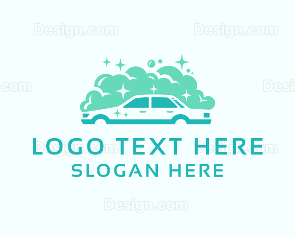 Clean Car Wash Bubbles Logo