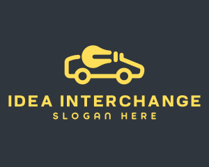 Yellow Electric Car Lightbulb logo design