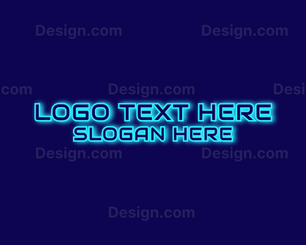 Futuristic Blue Neon Signage Logo