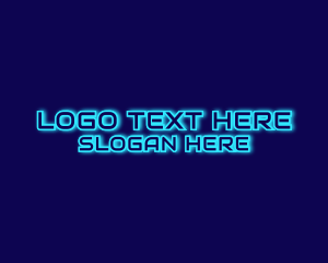 Futuristic Blue Neon Signage Logo