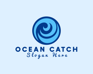 Ocean Wave Swirl logo design