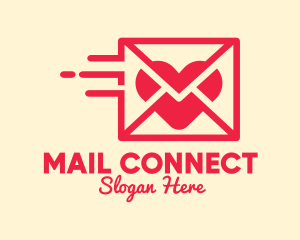 Red Mail Heart logo design