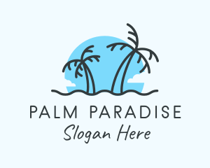 Palm Tree Beach logo design