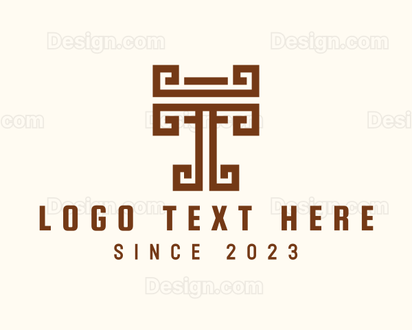 Minimalist Letter T Greek Pillar Logo