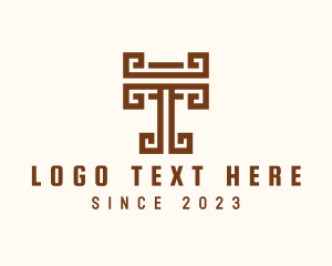 Minimalist Letter T Greek Pillar logo