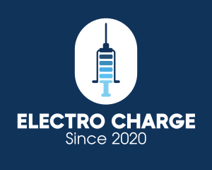 Blue Syringe Needle Battery logo design