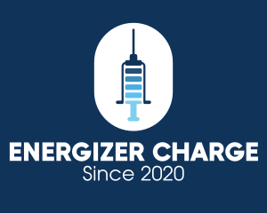 Blue Syringe Needle Battery logo design